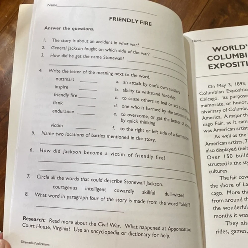 Remedia Publications Daily Comprehension Month of May‎ Reading puzzles